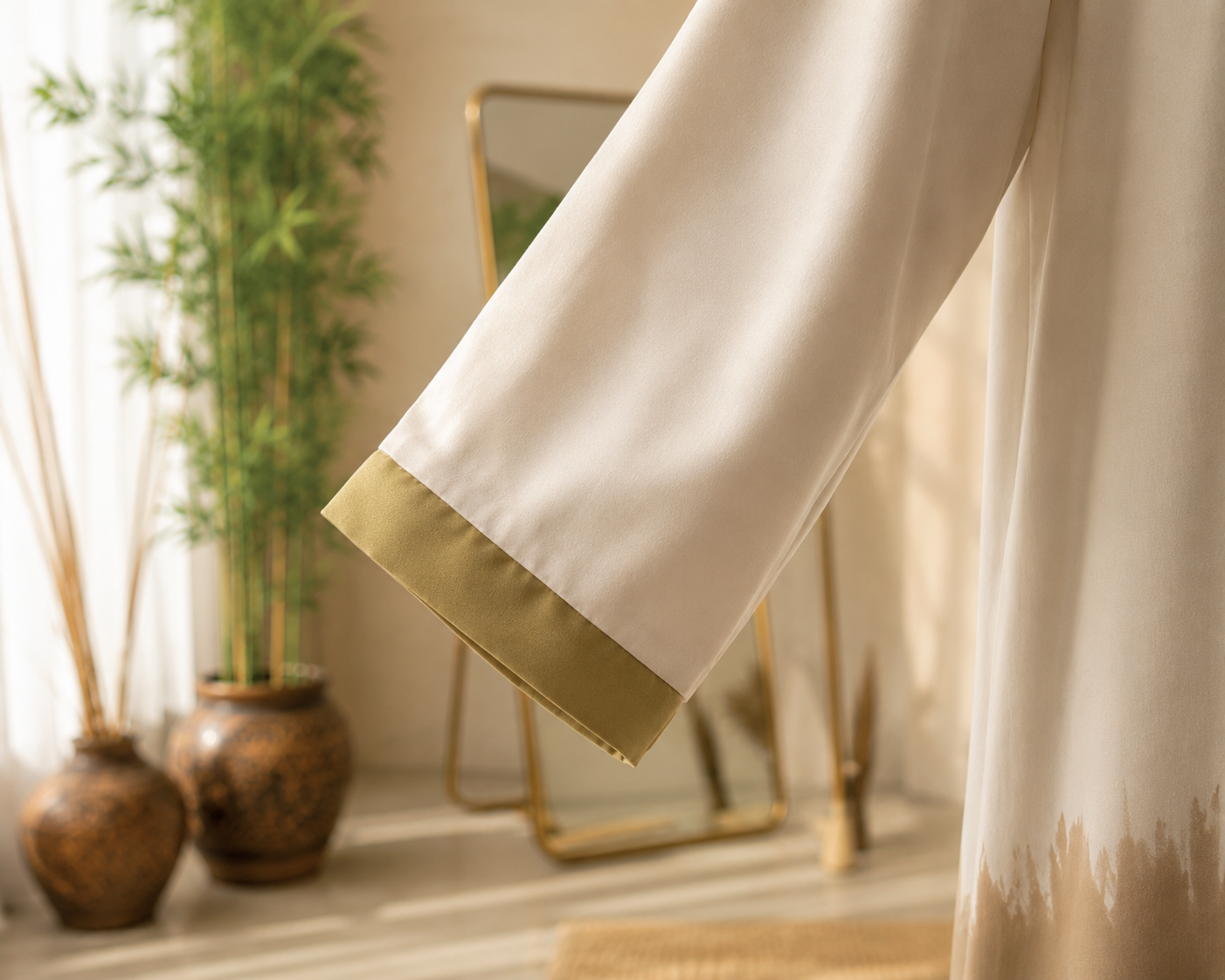 Olive Mist Ombre Front-Open Abaya