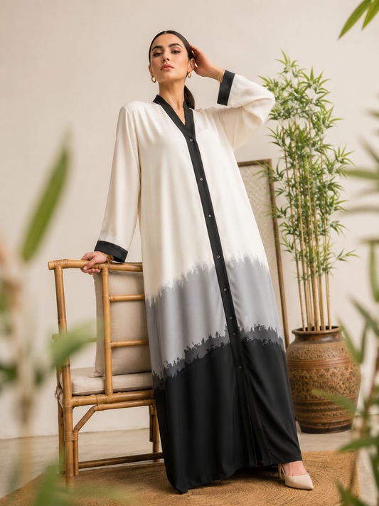 Midnight Mist Ombre Front Open Abaya