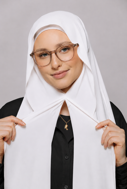 White -Instant Hijab With Built in Magnets