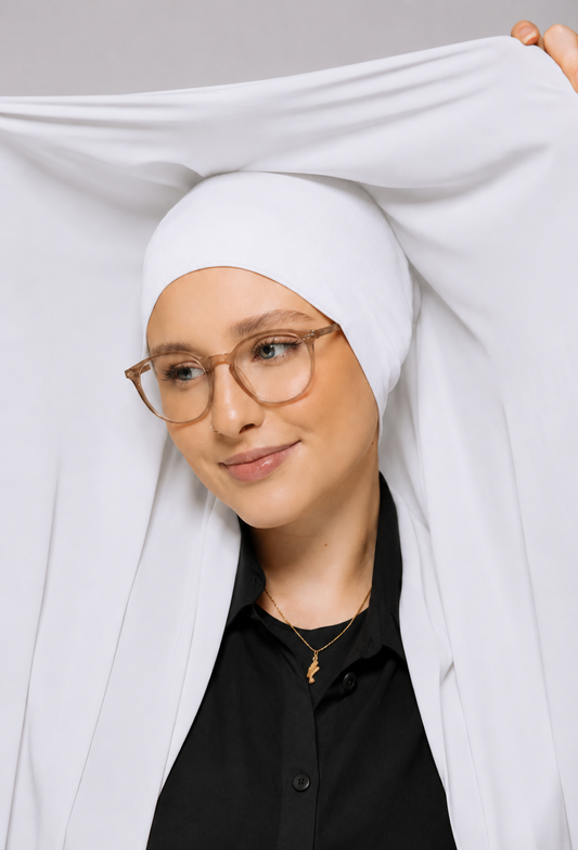 White -Instant Hijab With Built in Magnets