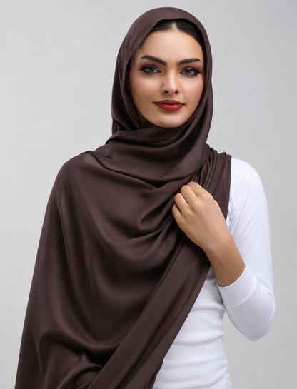 Dark Chocolate Brown Plain Hijab