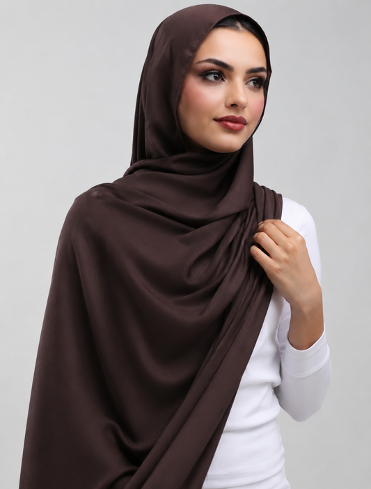 Dark Chocolate Brown Plain Hijab