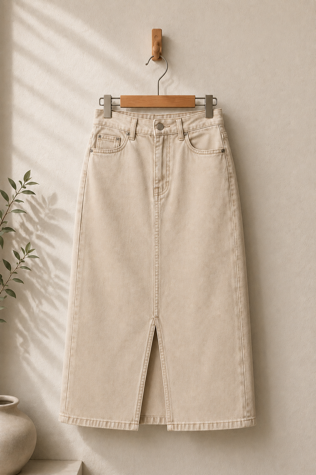 BEIGE DENIM SKIRT