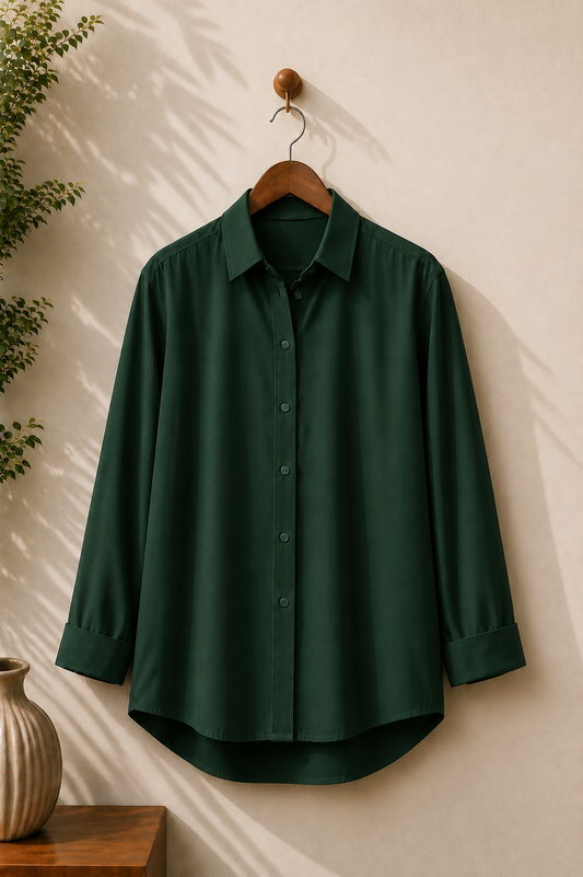 BOTTLE GREEN BUTTON DOWN SHIRT