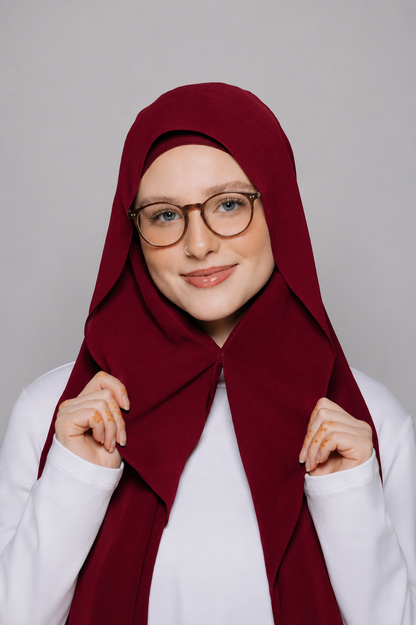 Burgundy(Rose)-Instant Chiffon Hijab