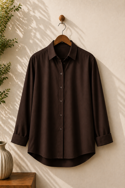 DARK BROWN BUTTON DOWN SHIRT