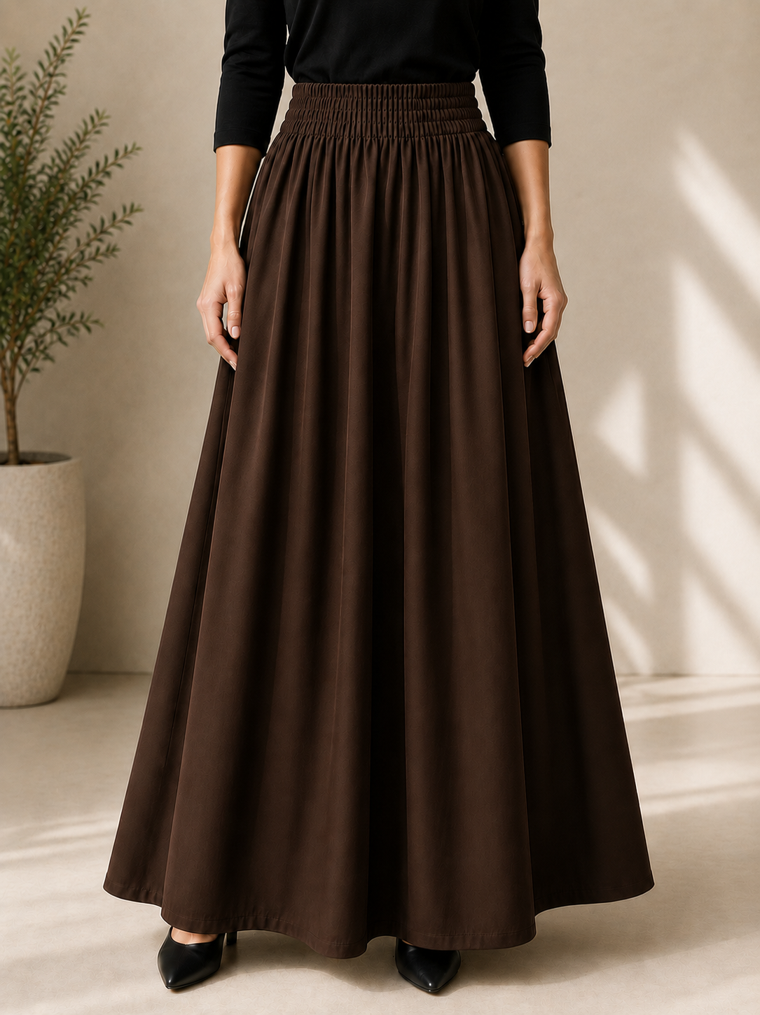 DARK BROWN MAXI SKIRTS