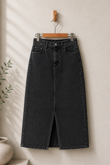 DARK GREY DENIM SKIRT