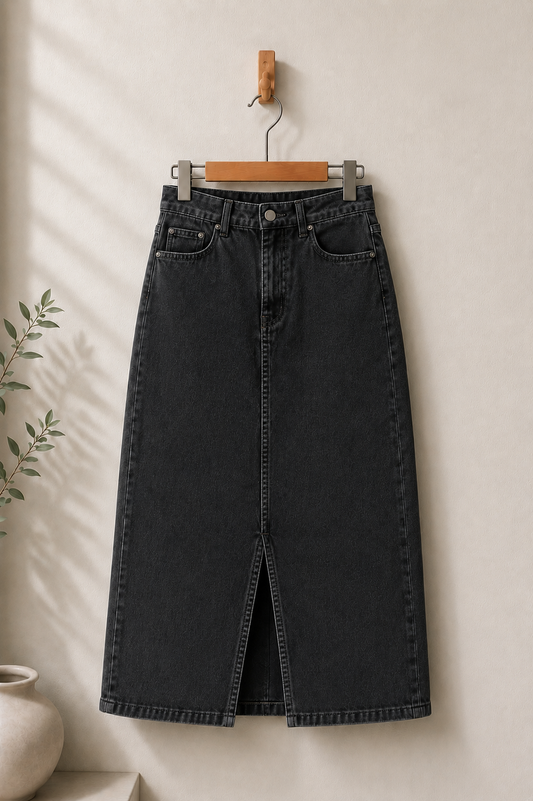DARK GREY DENIM SKIRT