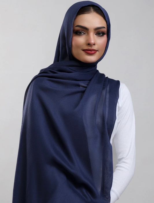 Navy Blue Plain Hijab