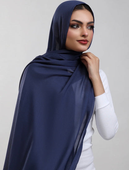 Navy Blue Plain Hijab