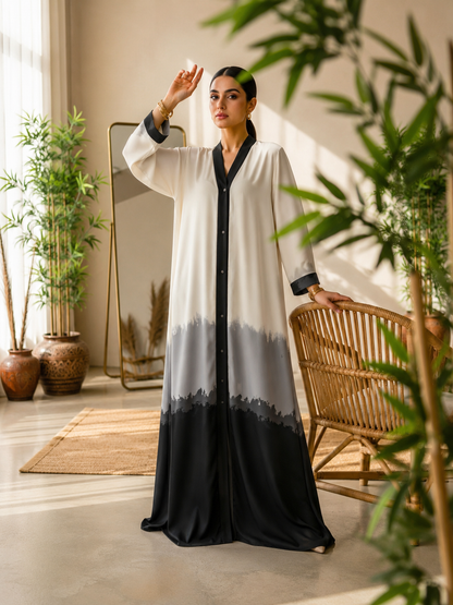 Midnight Mist Ombre Front Open Abaya