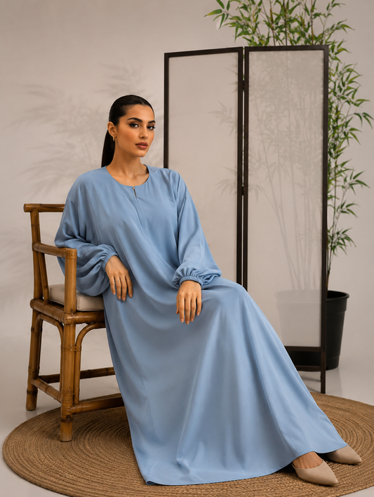 Sky-Blue Classic Abaya