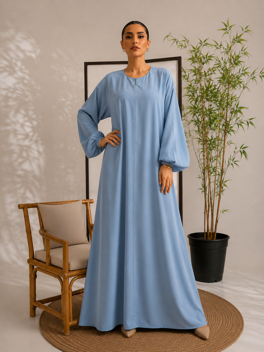 Sky-Blue Classic Abaya
