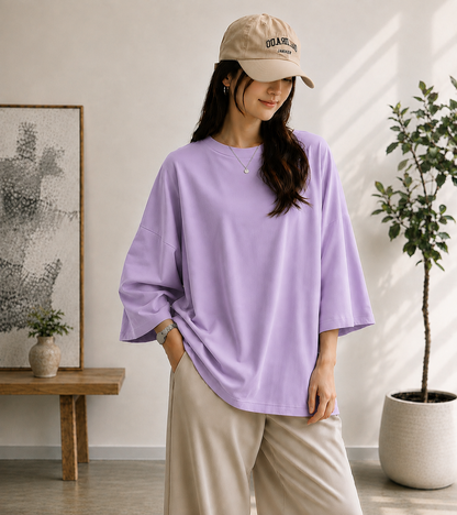 LILAC BAGGY DROP SHOULDER TEE