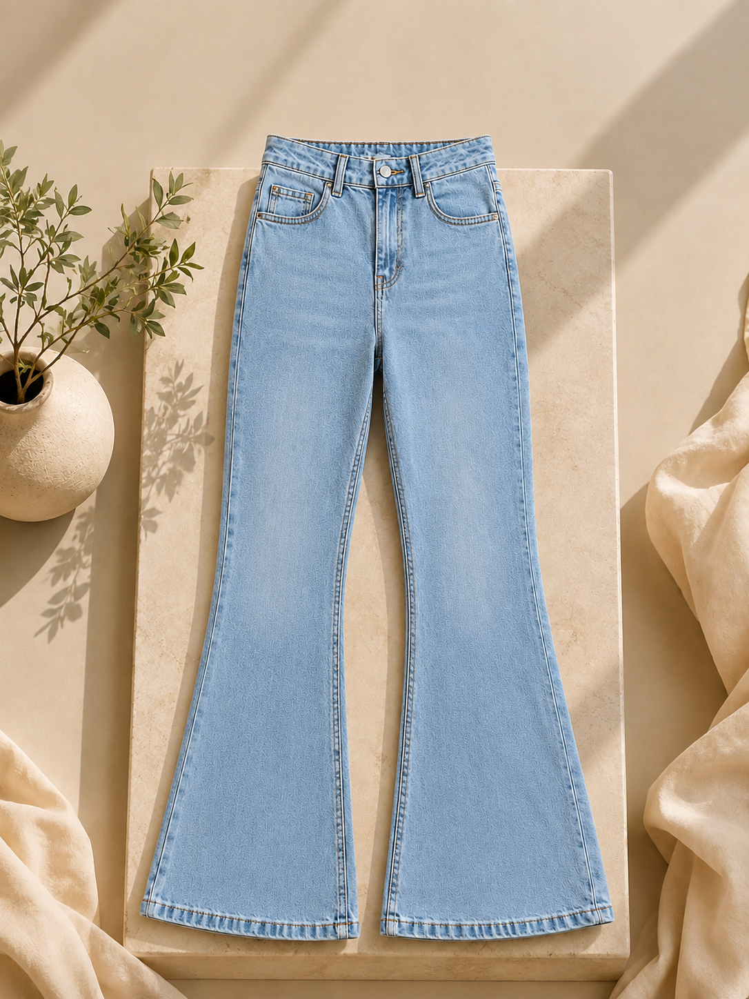 MID BLUE BELL BOTTOM JEANS