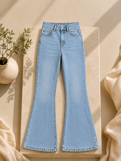 MID BLUE BELL BOTTOM JEANS