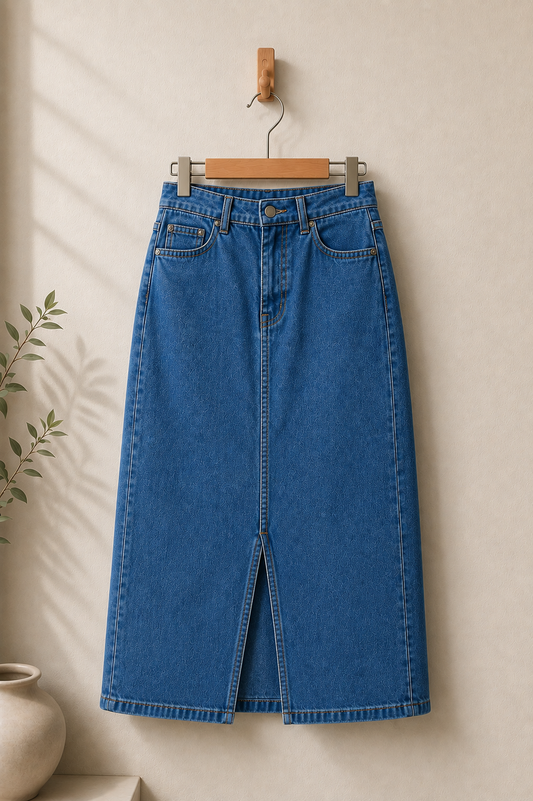 MID BLUE DENIM SKIRT