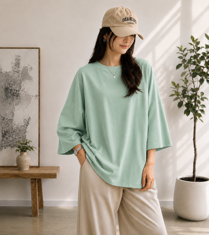 MINT GREEN BAGGY DROP SHOULDER TEE