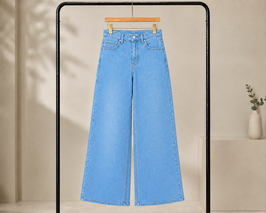 SKY BLUE WIDE LEG BAGGY JEANS
