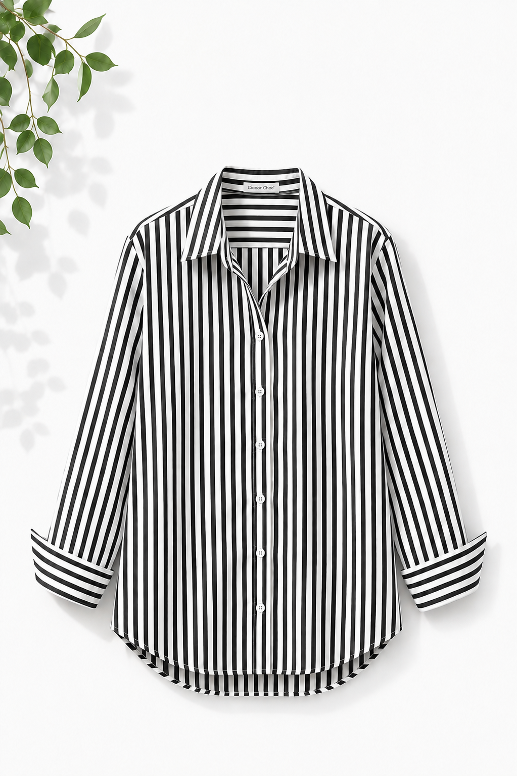 WHITE AND BLACK STRIPES BUTTON DOWN SHIRT