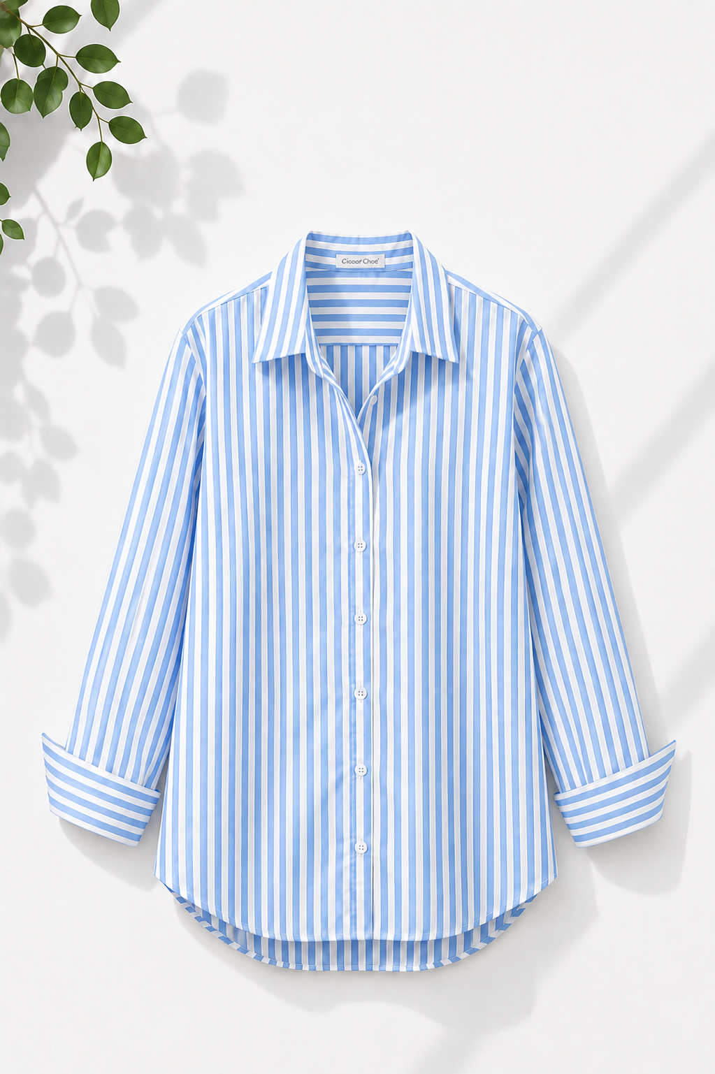 WHITE AND BLUE STRIPES BUTTON DOWN SHIRT