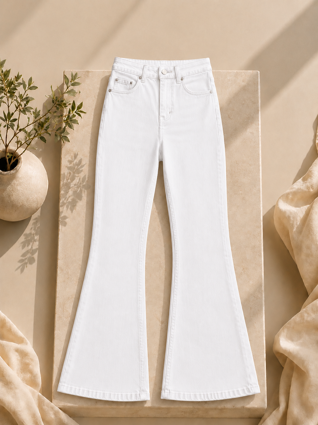 WHITE BELL BOTTOM JEANS