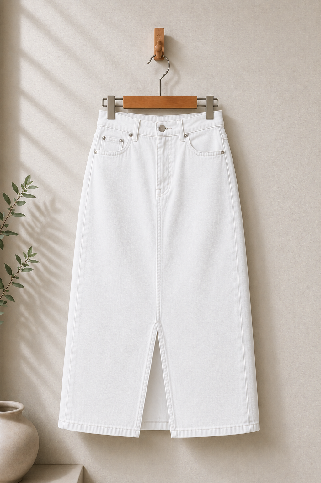 WHITE DENIM SKIRT
