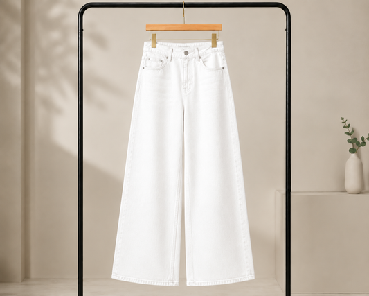 WHITE WIDE LEG BAGGY JEANS