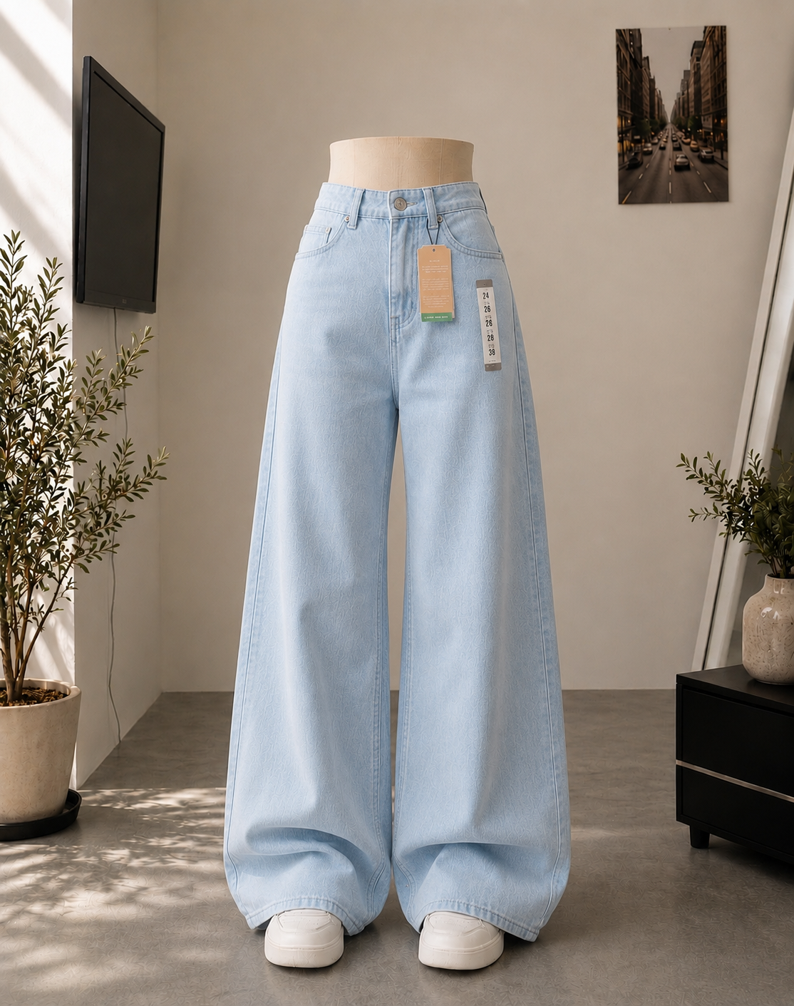 SKY BLUE WIDE LEG BAGGY JEANS